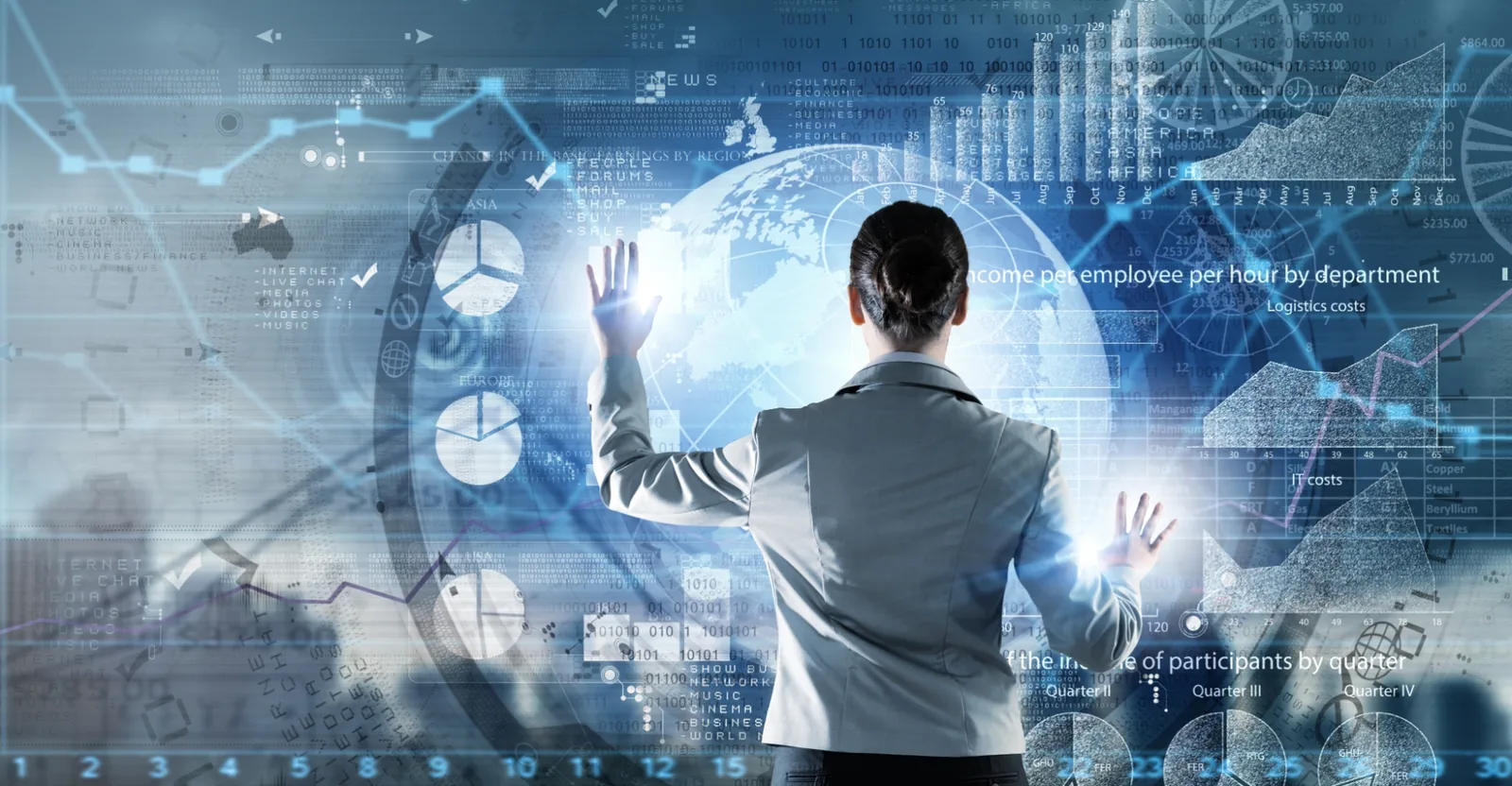 Technische interface op een tablet wordt bediend
